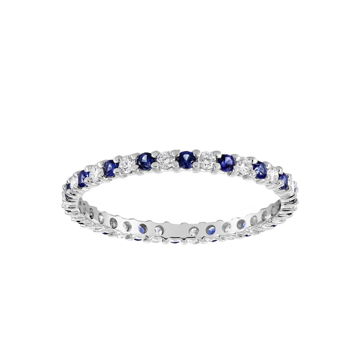 TWO by London 14k Diamond and Blue Sapphire Eternity Band 