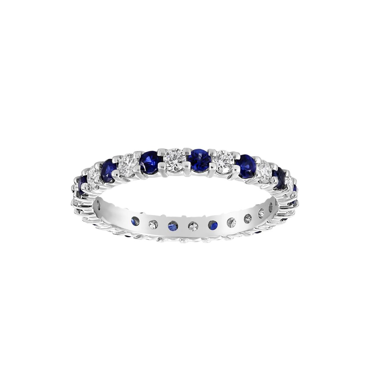 TWO by London 14k Diamond and Blue Sapphire Eternity Band 