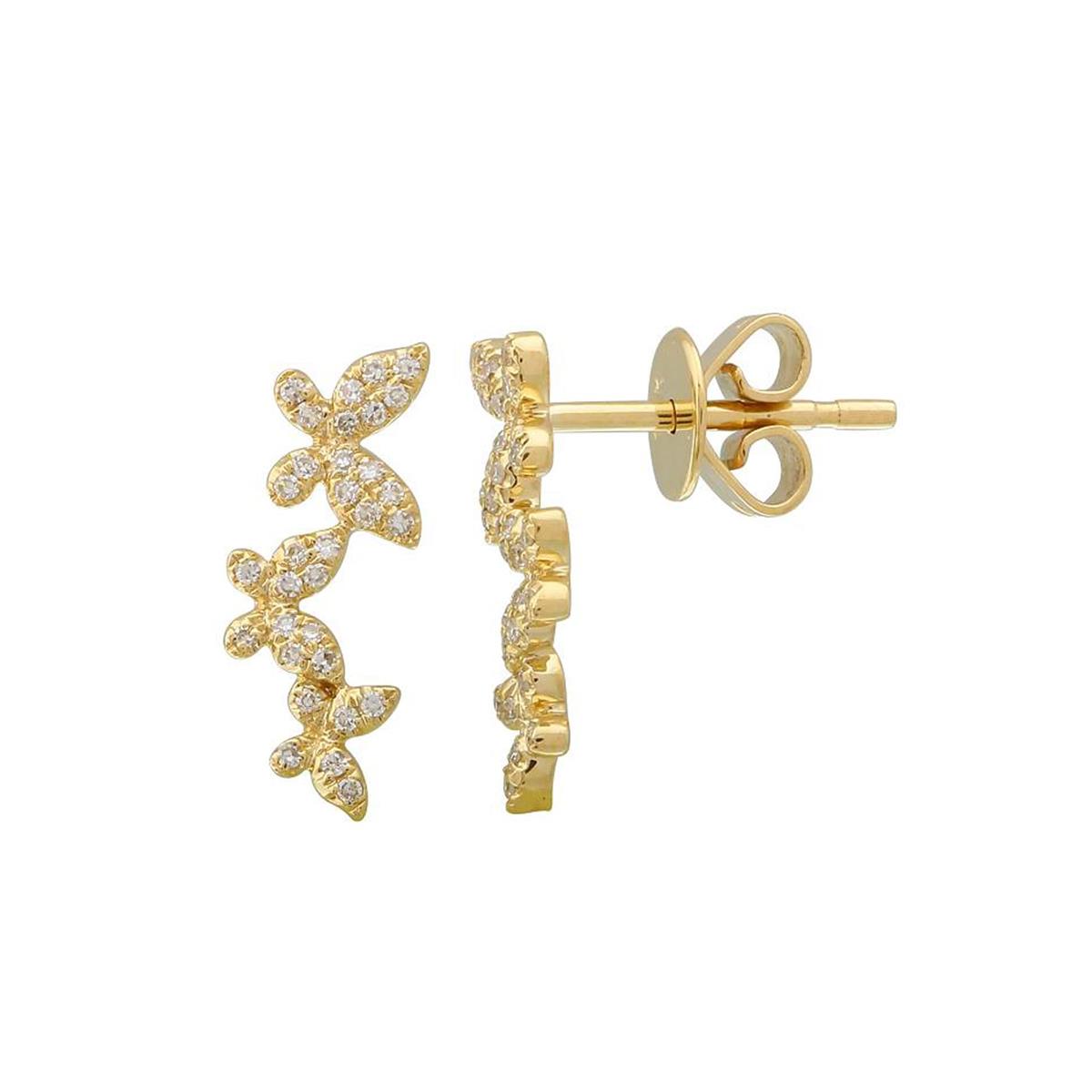 London Collection 14k Yellow Gold Pave Diamond Butterfly Ear Crawlers