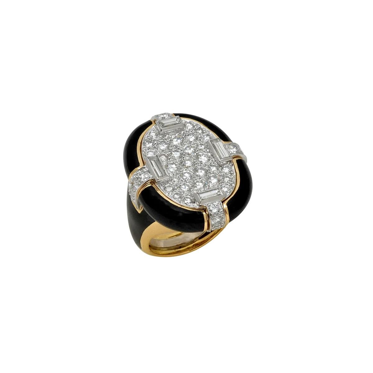 David Webb Manhattan Minimalism 18k and Platinum Diamond Table Ring