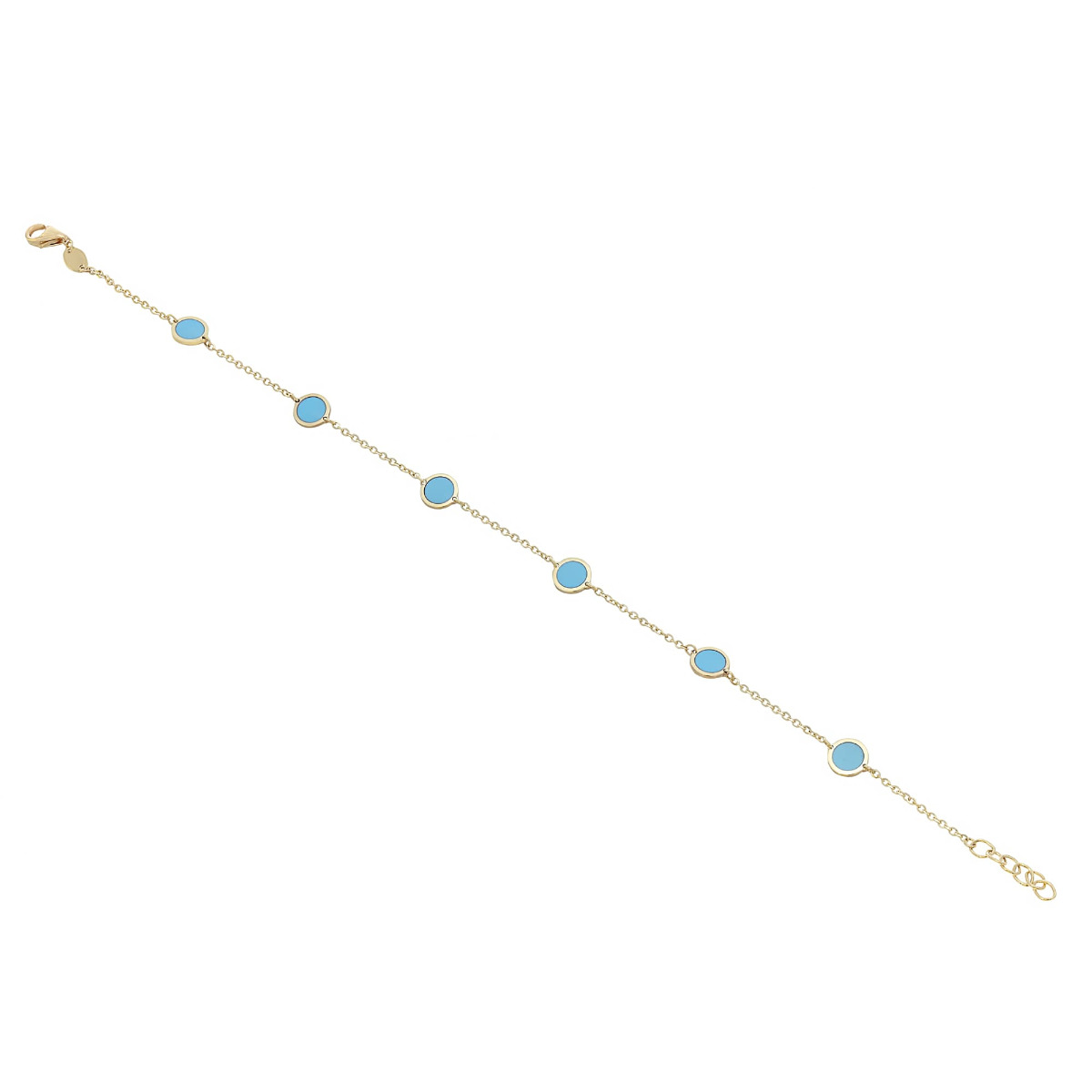 London Collection 14k Yellow Gold Turquoise Mini Disc Bracelet