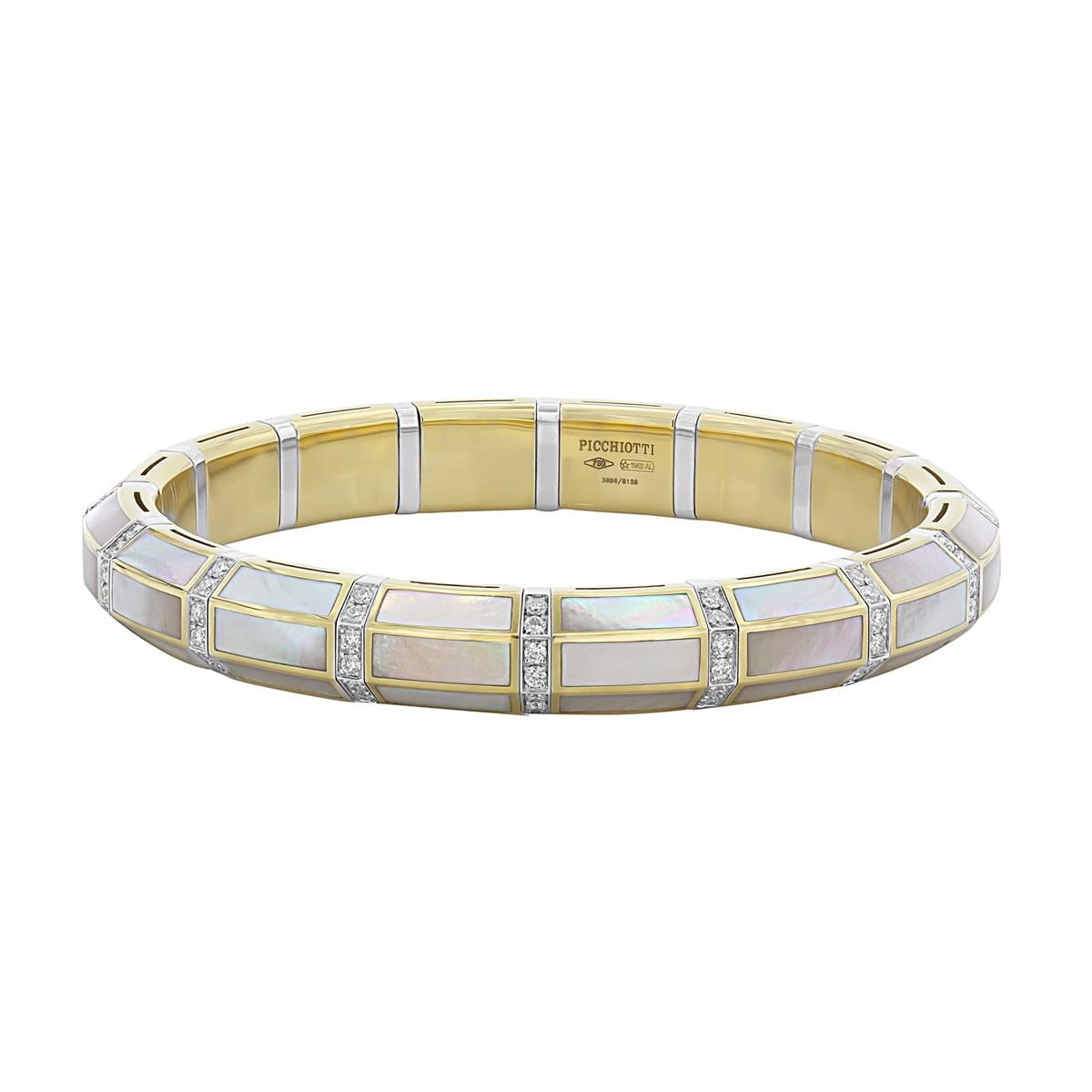 Picchiotti Xpandable 18k Gold Mother of Pearl and Diamond Bracelet