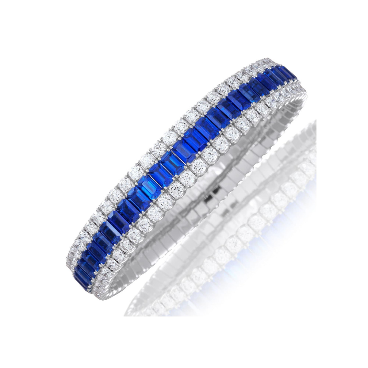 Picchiotti Xpandable 18k White Gold Sapphire and Diamond Bracelet