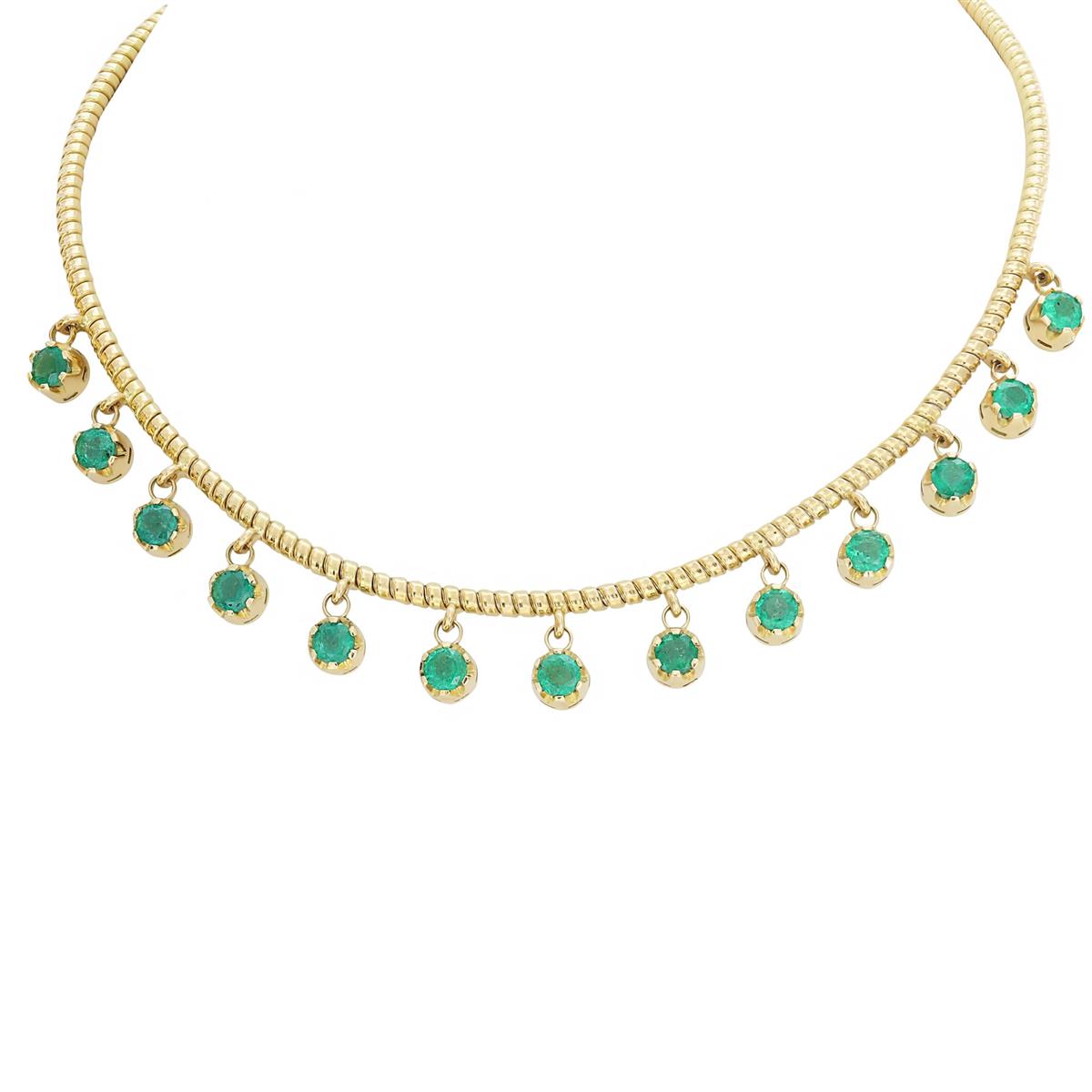 London Collection 18k Yellow Gold Emerald Dangle Small Tubogas Necklace