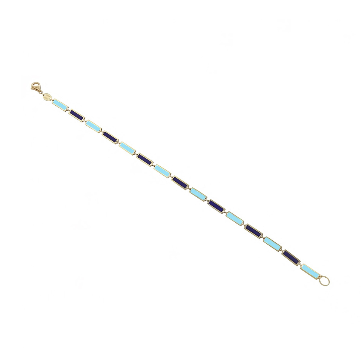 London Collection 14k Yellow Gold Lapis And Turquoise Mini Bar Bracelet