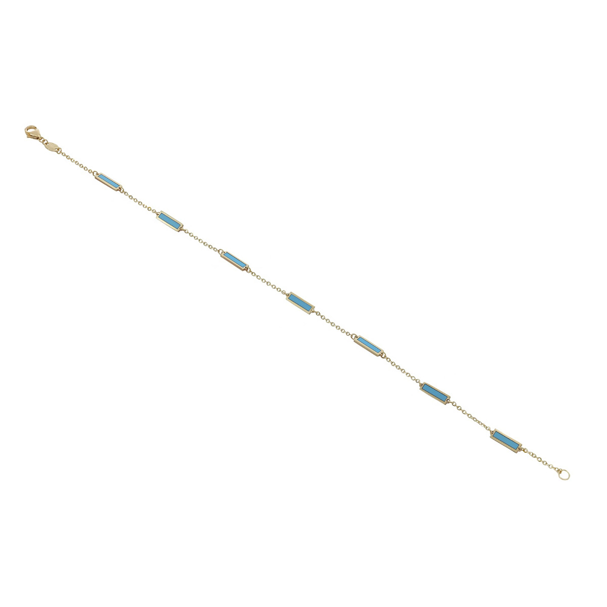 London Collection 14k Yellow Gold 8" Turquoise Bar Bracelet