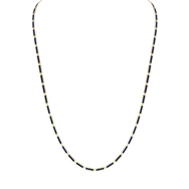 London Collection 14k Yellow Gold 24" Lapis Bar Necklace