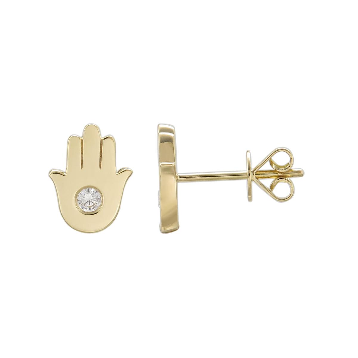 London Collection 18k Gold Diamond Hamsa Stud Earrings