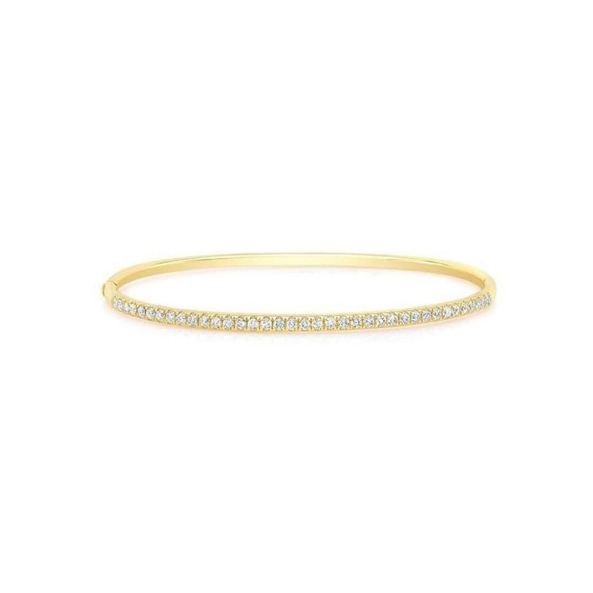 London Collection 14k Gold Single Row Pave Diamond Half Way Bangle