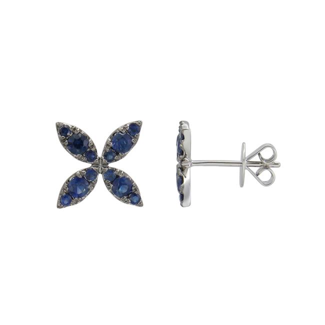 London Collection 18k White Gold Blue Sapphire Flower Earrings