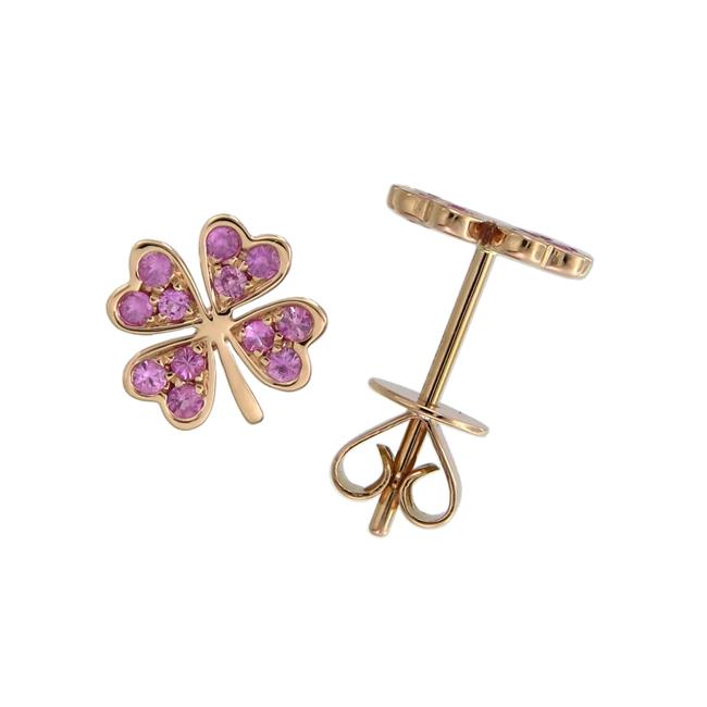 London Collection 18k Rose Gold Pink Sapphire Clover Studs