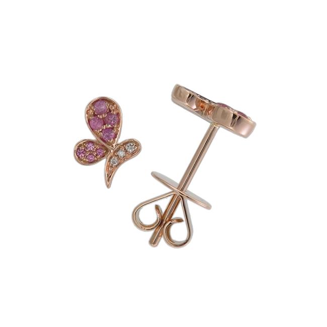 London Collection 18k Rose Gold Pink Sapphire Diamond Butterfly Earrings