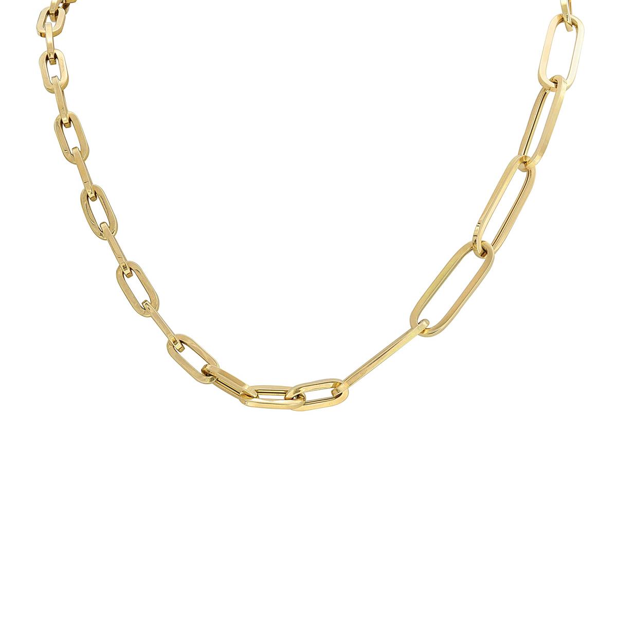 London Collection Yellow Gold 50 50 Paperclip Necklace