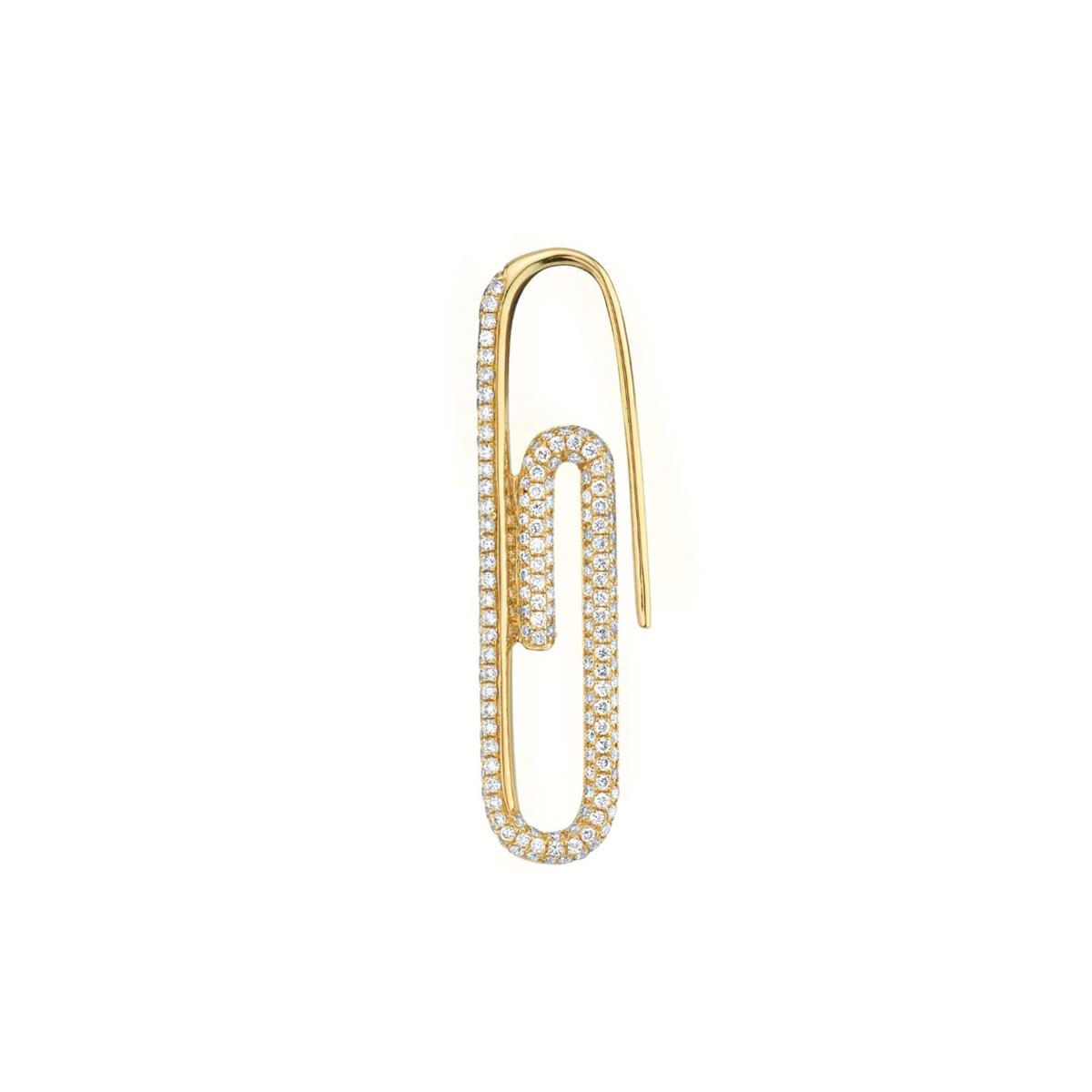 Anita Ko 18k Yellow Gold Pave Diamond Paperclip Earring