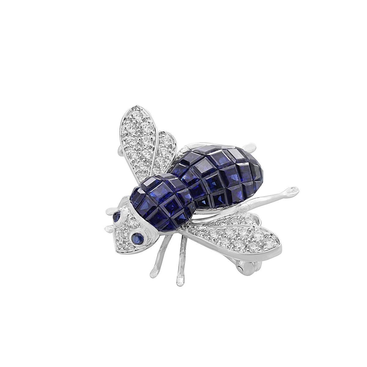 London Collection 18k Blue Sapphire and Diamond Bee Pin