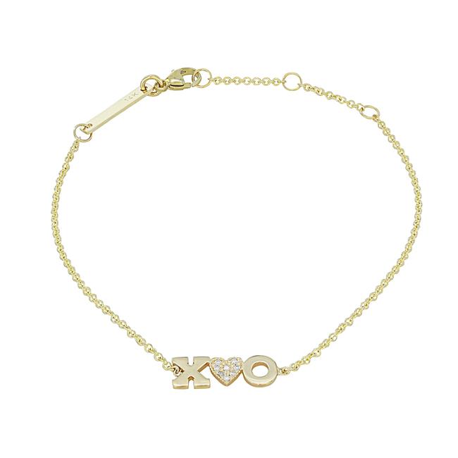 Zoe Chicco 14k Yellow Gold Diamond XO Initial Heart Bracelet