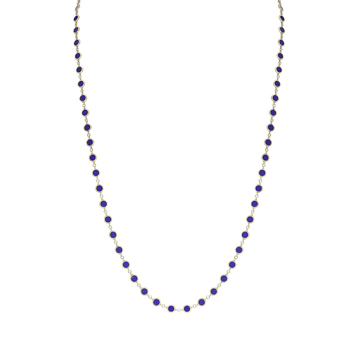 London Collection 14k Yellow Gold Lapis Disc Necklace