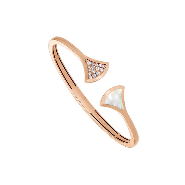 Bvlgari Divas Dream 18k Rose Gold Pearl and Diamond Bangle