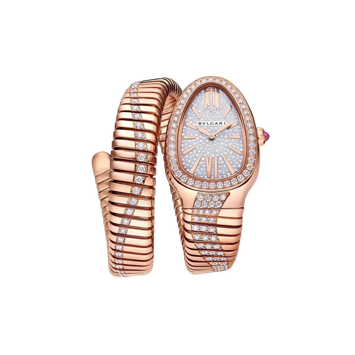 Bvlgari Serpenti Infinity Single-Spiral Tubogas 18k Rose Gold and Diamond Watch