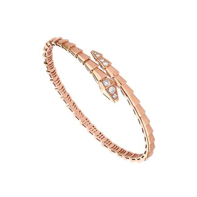 Bvlgari Serpenti Viper 18k Rose Gold Diamond Wrap Bracelet