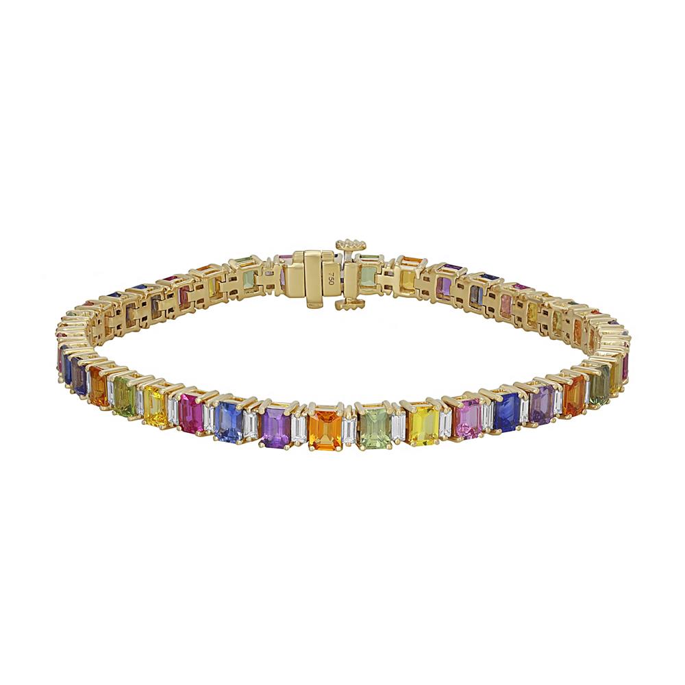 London Collection 18k Gold Alternating Mixed Sapphire and Diamond Bracelet