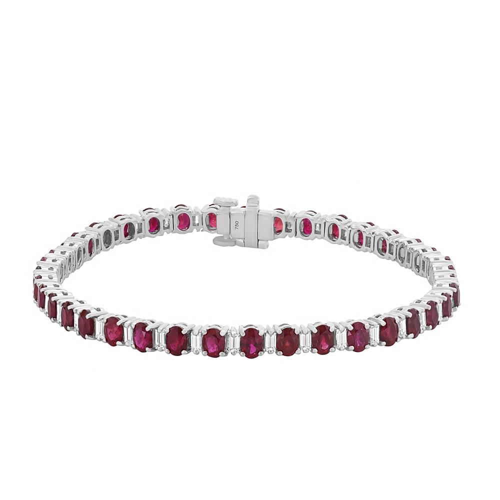 London Collection White Gold Oval Ruby and Diamond Bracelet