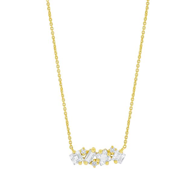 Suzanne Kalan Nadima 14k Yellow Gold White Topaz Mini Bar Pendant