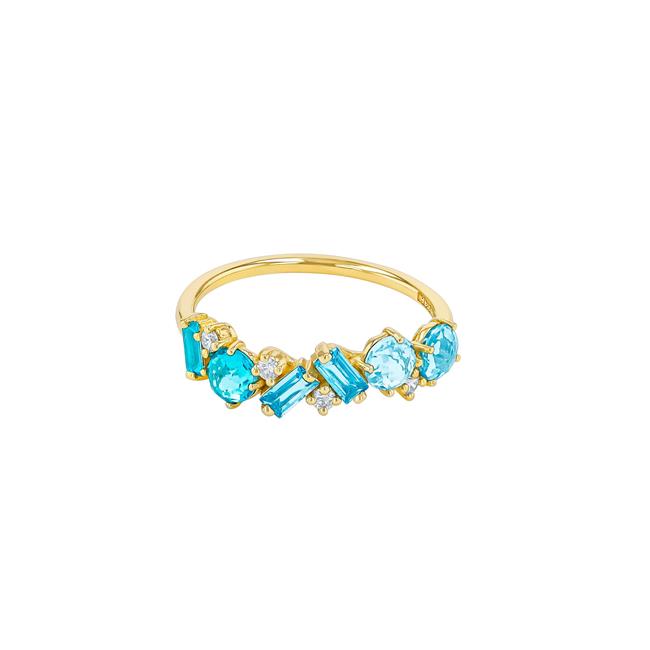 Suzanne Kalan Amalfi Blend 14k Yellow Gold Light Blue Mix Half Band