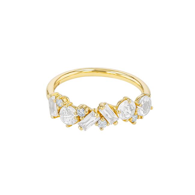 Suzanne Kalan Amalfi Blend 14k Yellow Gold White Topaz Half Band