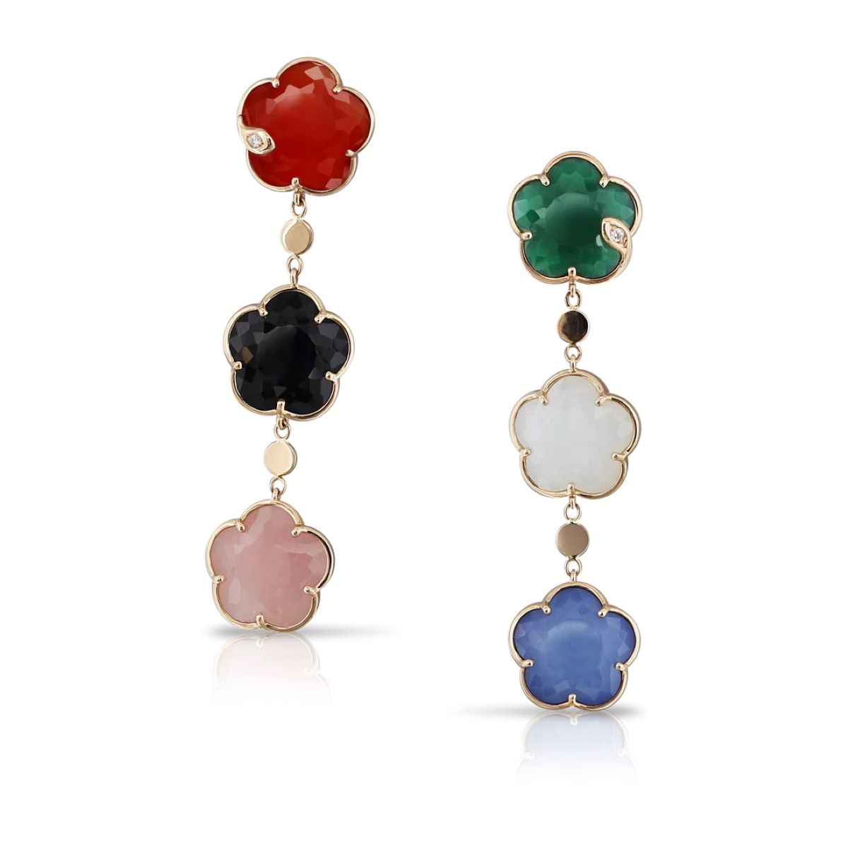 Pasquale Bruni Petit Joli Bouquet 18k Rose Gold Mixed Stone Drop Earrings