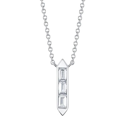 London Collection 14k Gold Diamond Baguette Necklace