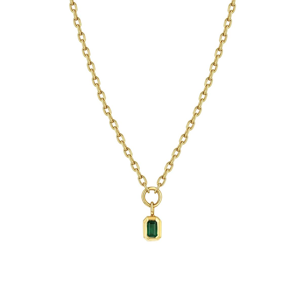 Zoe Chicco 14k Yellow Gold Emerald Square Oval Chain Necklace