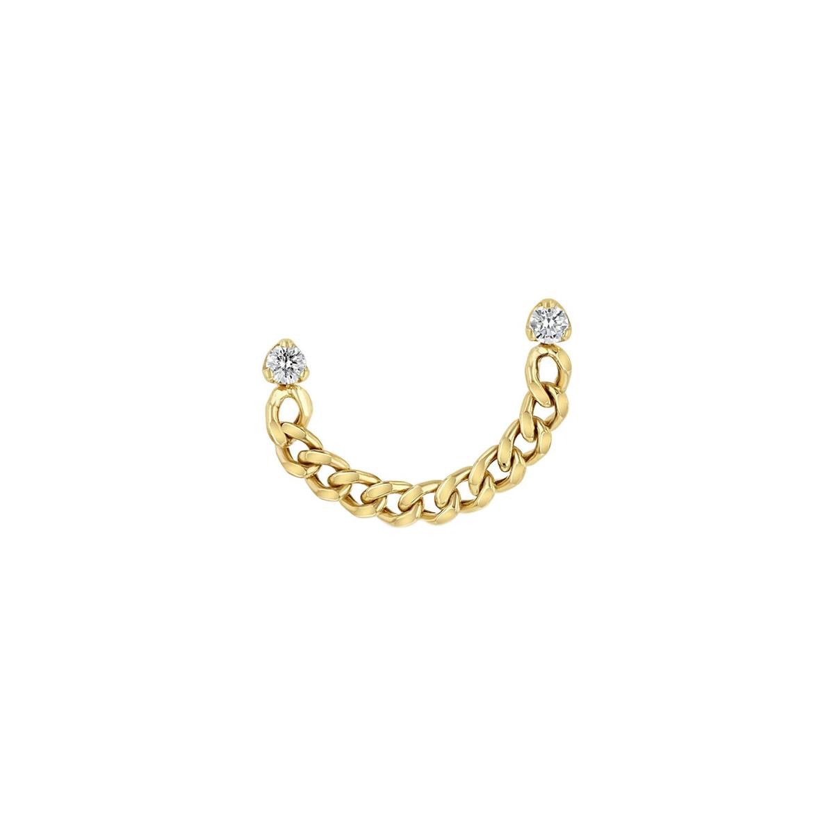 Zoe Chicco 14k Yellow Gold Double Diamond Stud Curb Chain Earring