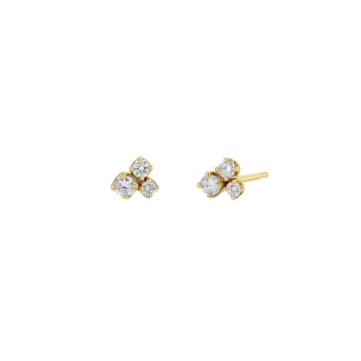 Zoe Chicco 14k Yellow Gold 3 Prong Diamond Cluster Stud Earrings