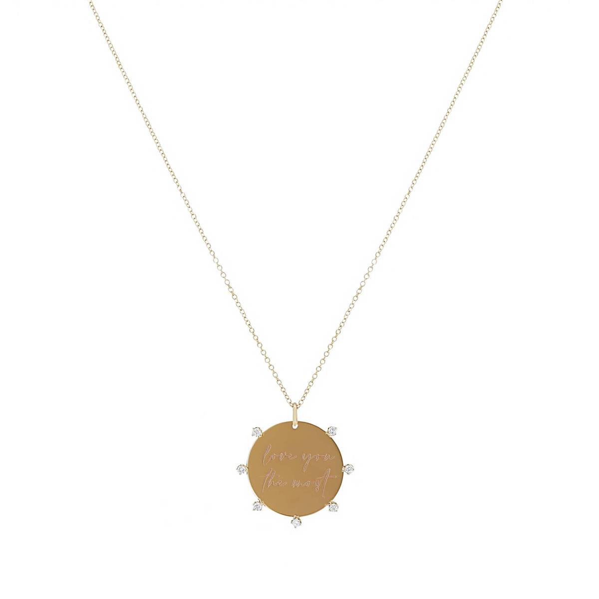 Zoe Chicco 14k Yellow Gold Love You The Most Disc Pendant Necklace