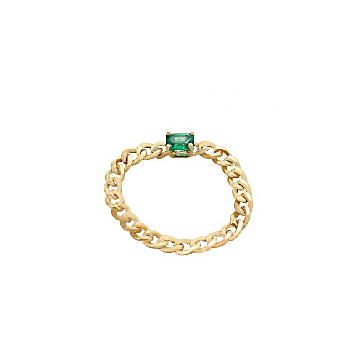 Zoe Chicco 14k Yellow Gold Emerald Curb Link Ring