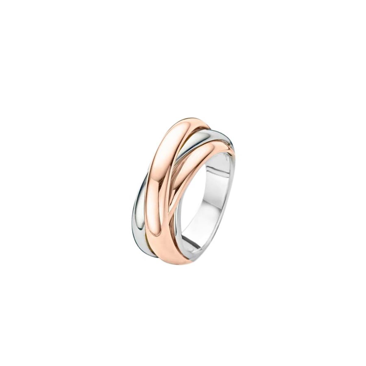 London Collection Two Tone Slim Band Crossover Ring