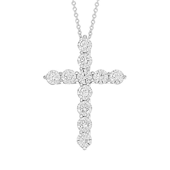 London Collection 14k White Gold Diamond Cross Necklace