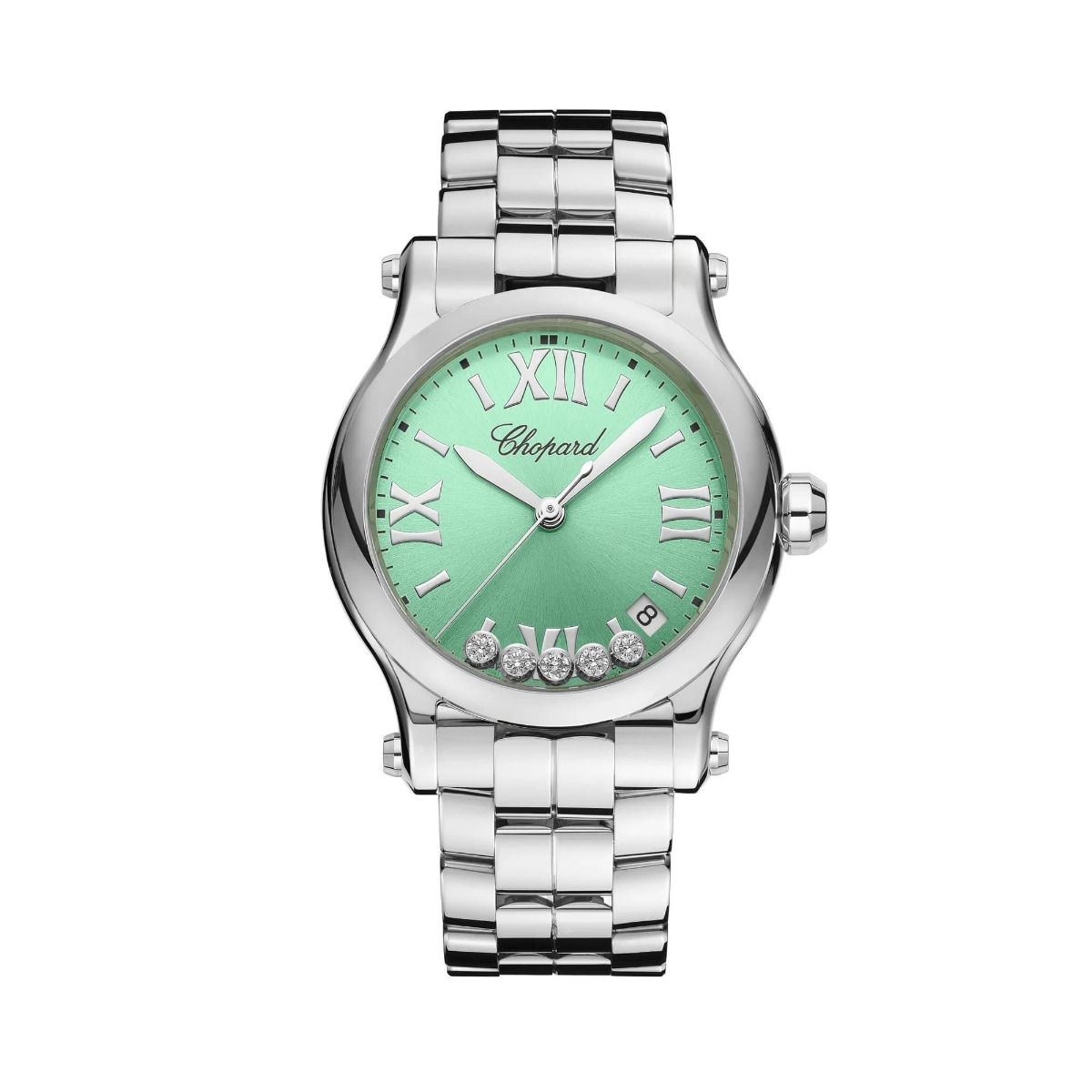 Chopard Happy Sport Stainiess Steel Diamond Watch Green Dial