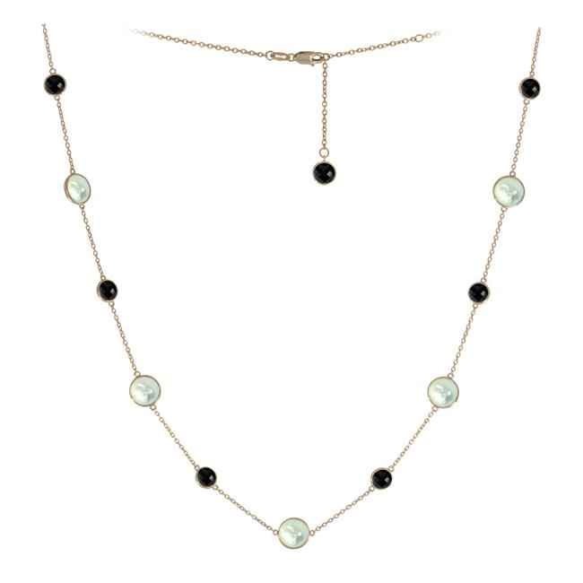 Olivia B 14k Yellow Gold Onyx And Pearl Station Necklace