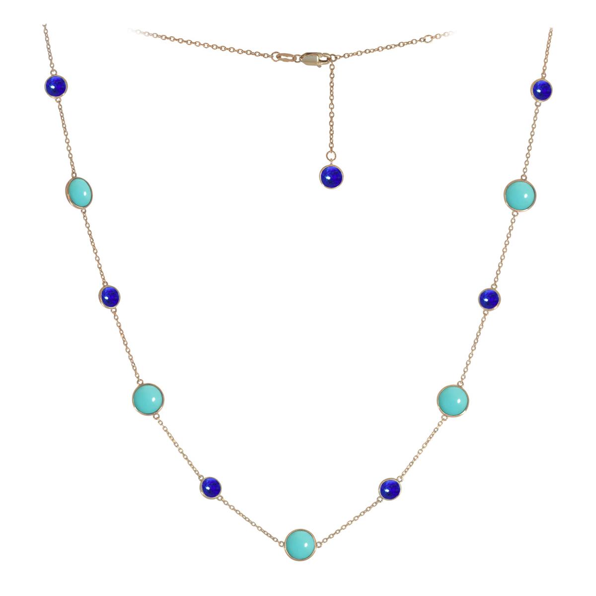 Olivia B 14k Lapis and Turquoise Station Necklace