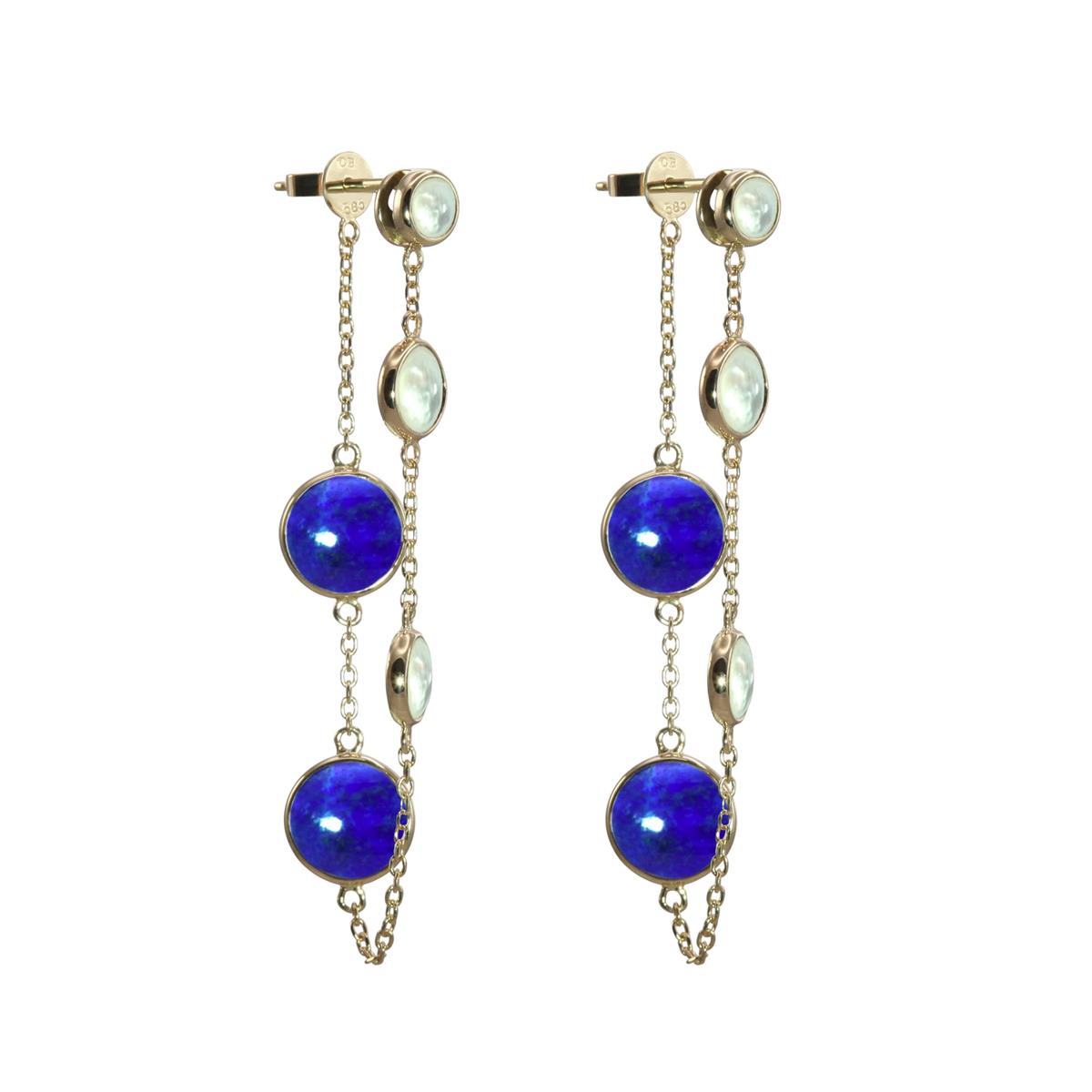 Olivia B 14k Mother of Pearl and Lapis Drop Earrings