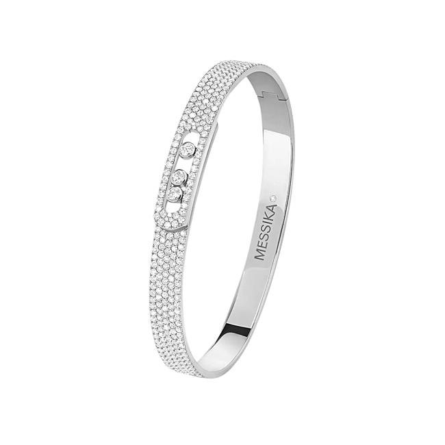 Messika Move Noa 18k White Gold Full Pave Diamond Bangle