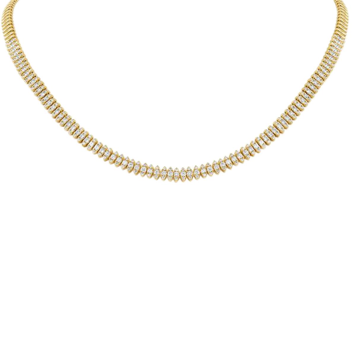 London Collection 14k Yellow Gold Marquise Shaped Diamond Composite Necklace