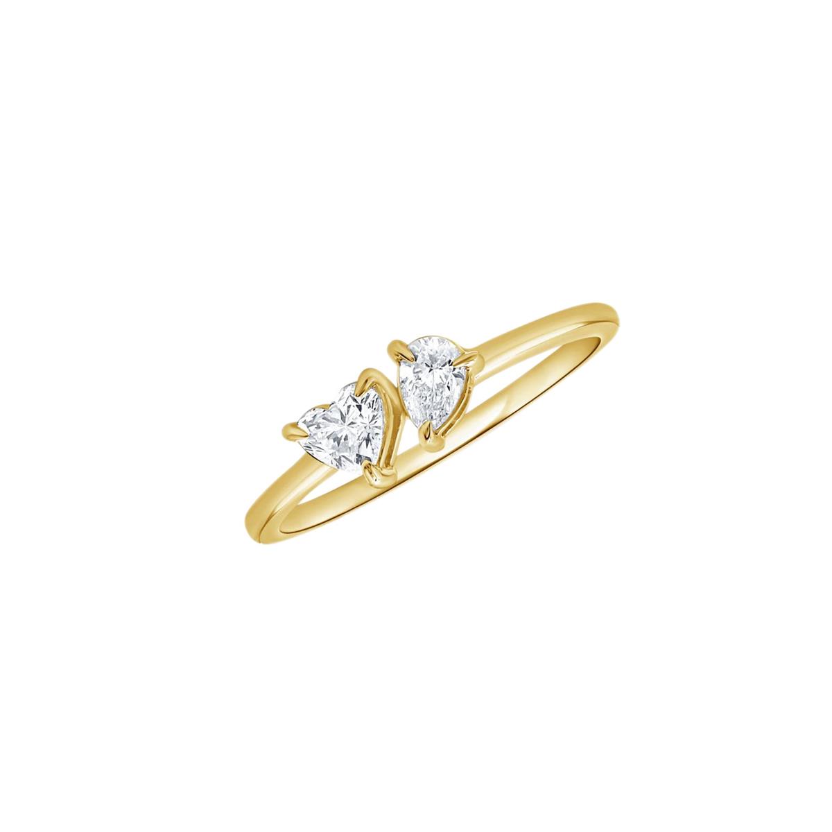 London Collection 14k Yellow Gold Heart and Pear Shaped Diamond Ring