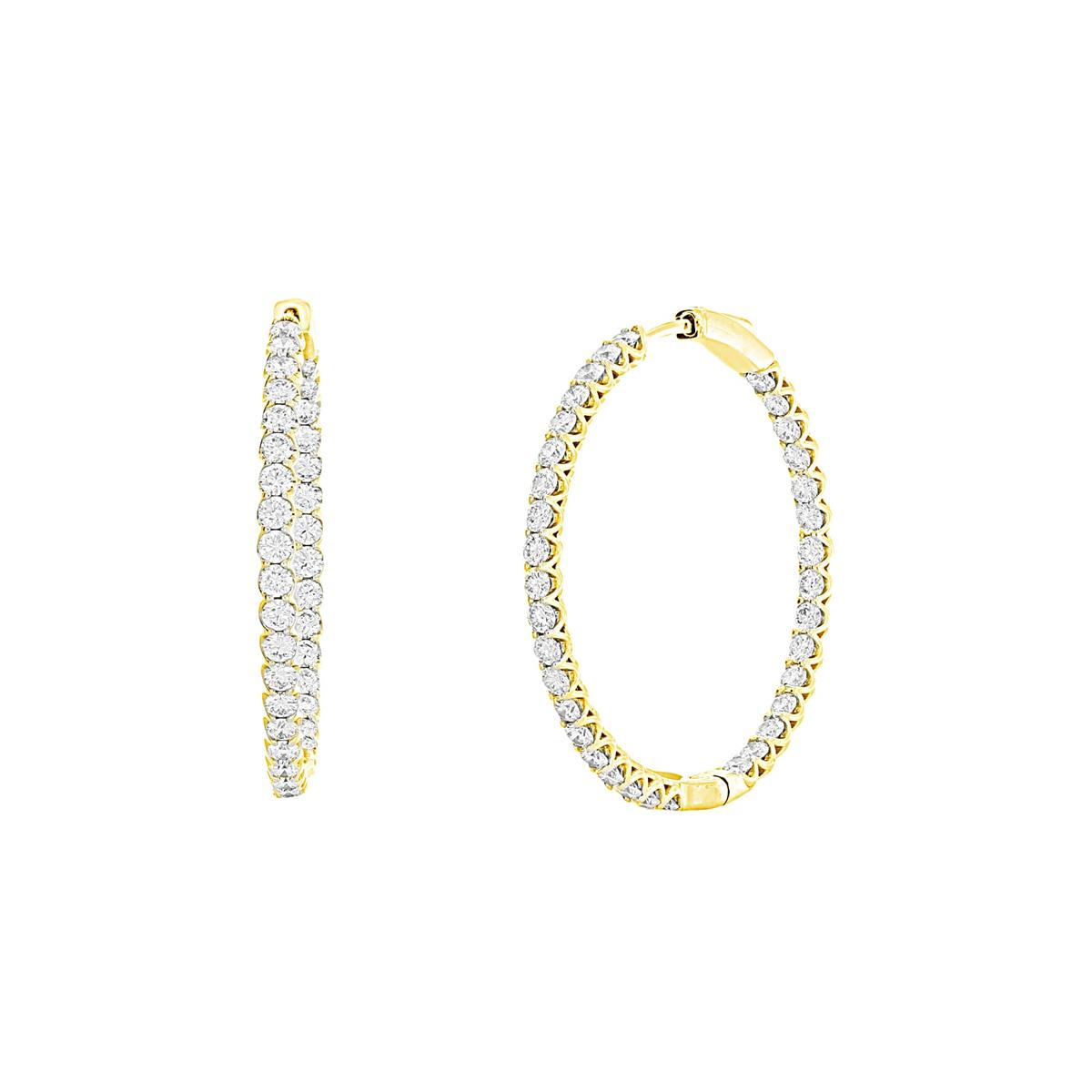 London Collection Yellow Gold Diamond Hoop Earrings 3.50cts