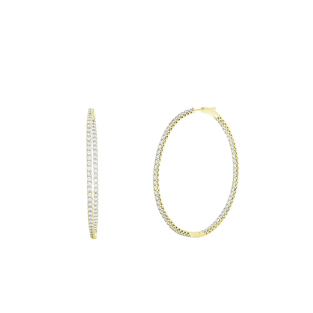 London Collection 14k Gold Diamond Hoop Earrings 4.70cts