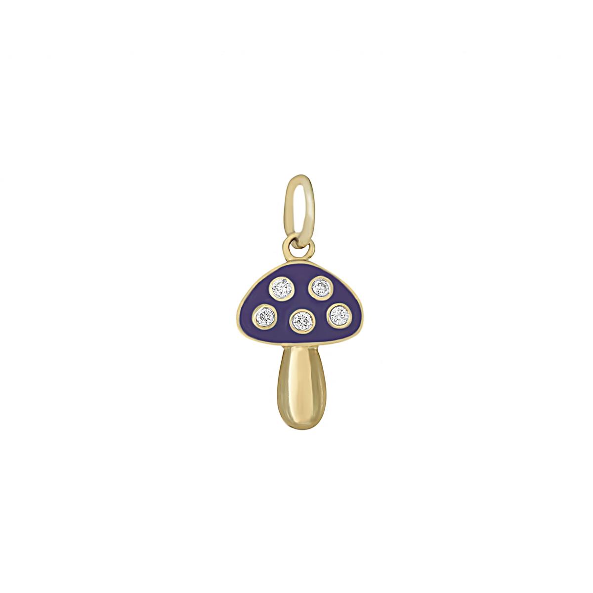 London Collection 14k Diamond Blue Mushroom Charm