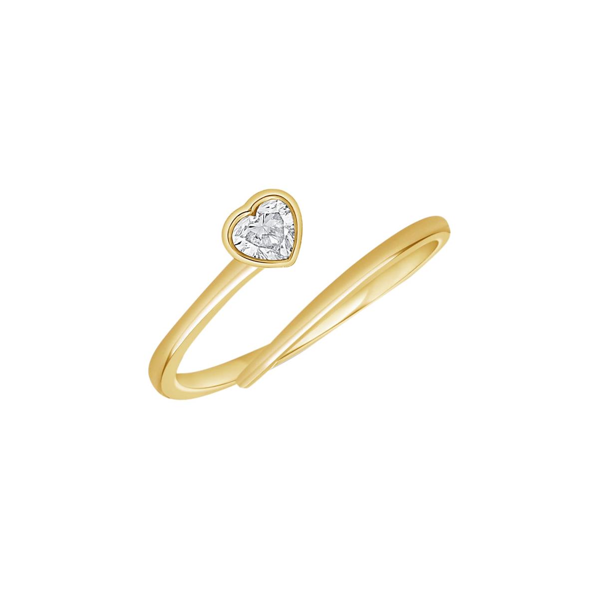 London Collection 14k Yellow Gold Heart Shaped Diamond Wrap Ring