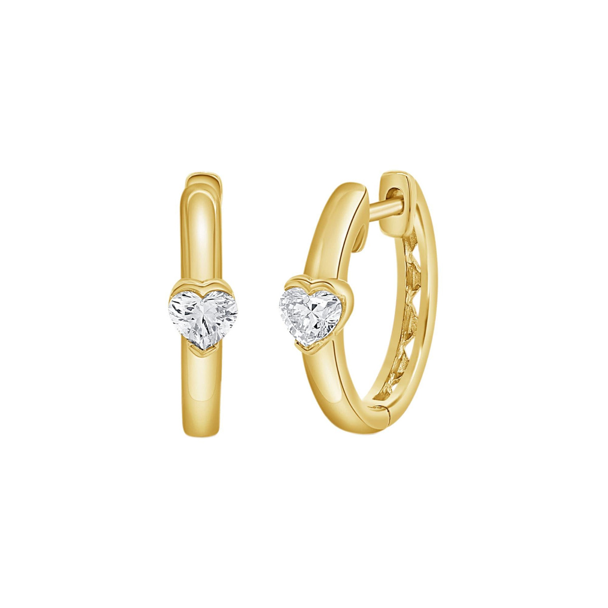 London Collection Yellow Gold Heart Shape Diamond Huggie Earrings